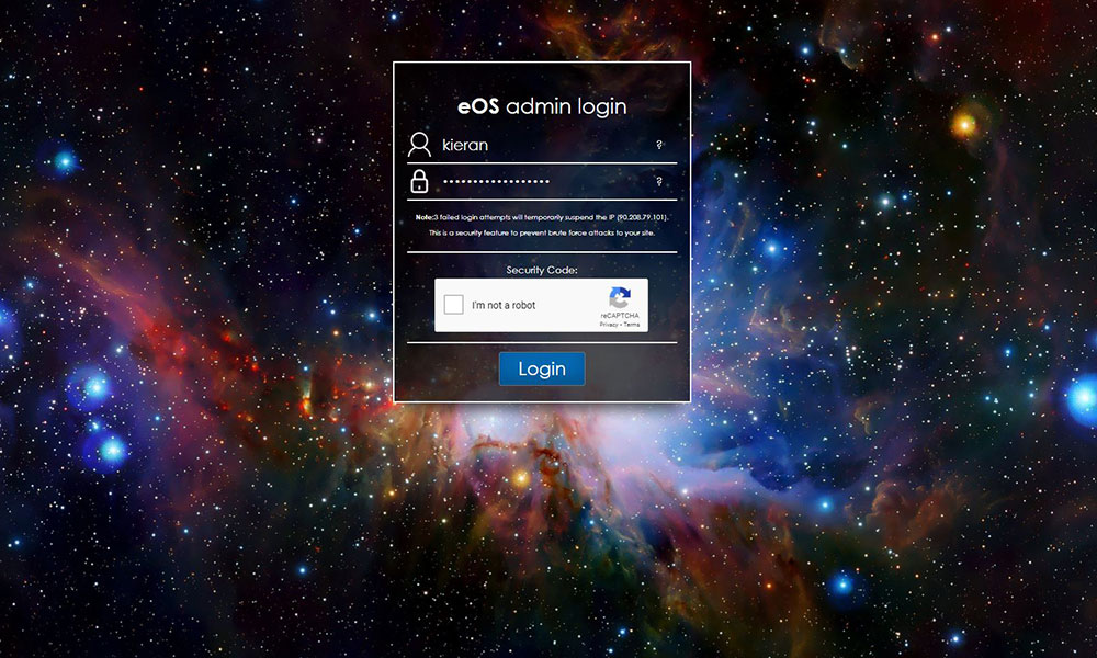 EOS Admin Area Login
